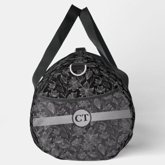 白パーソナライズされたエレガントフローラダッフルバッグ ダッフルバッグ (右)