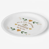 白パーソナライズされたエレガントモダンフローラ結婚ズ ペーパープレート (アングル)