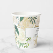 白パーソナライズされたエレガント金ゴールドフローラ 紙コップ (正面)