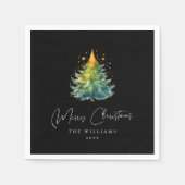 白パーソナライズされたエレガント黒の聖降誕祭 スタンダードカクテルナプキン (正面)