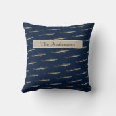 白パーソナライズされたサメ黄砂の背景 クッション (裏面)