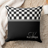 白パーソナライズされたスタイリッシュ小切手 クッション (ブランケット)