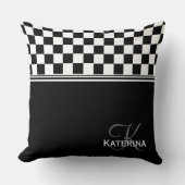 白パーソナライズされたスタイリッシュ小切手 クッション (正面)