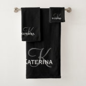 白パーソナライズされたスタイリッシュ小切手 バスタオルセット (インサイチュ)