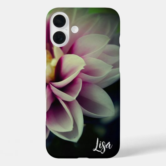 白パーソナライズされたダリアフラワーアップルiPhoneケース Case-Mate iPhoneケース (裏面)