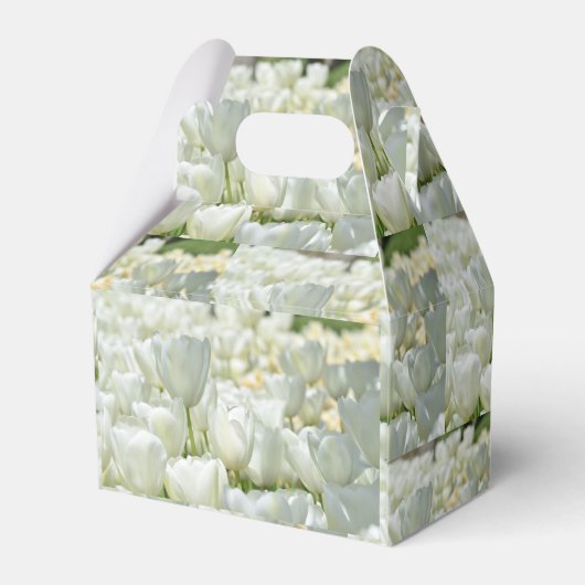白パーソナライズされたチューリップ結婚式の引き出物箱 フェイバーボックス (裏面サイド)