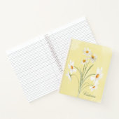 白パーソナライズされたデイジー黄フローラ水色 ノートブック (内部)