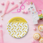 白パーソナライズされたバナナ ペーパープレート (パーティー)