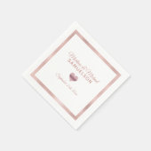 白パーソナライズされたバラ金ゴールドハートフレ結婚ーム スタンダードカクテルナプキン (角)