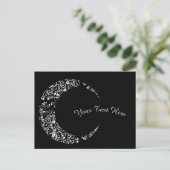 白パーソナライズされたフローラ三日月カード ポストカード (スタンド正面)