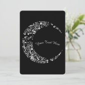 白パーソナライズされたフローラ三日月カード 招待状 (スタンド正面)