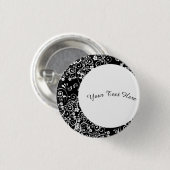 白パーソナライズされたフローラ三日月 缶バッジ (正面&裏面)