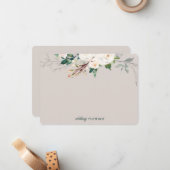 白パーソナライズされたフローラ水彩緑 ノートカード (正面/裏面インサイチュ)