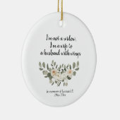 白パーソナライズされたフローラ記念引用文セラミックO セラミックオーナメント (右)