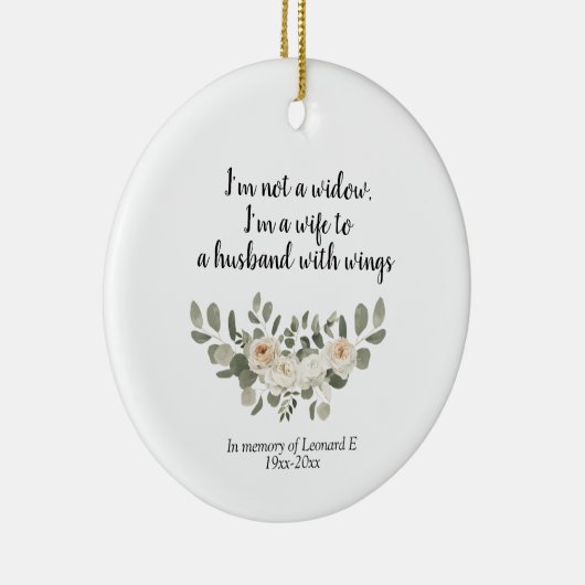 白パーソナライズされたフローラ記念引用文セラミックO セラミックオーナメント (右)