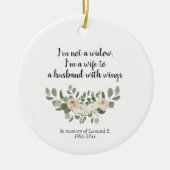 白パーソナライズされたフローラ記念引用文セラミックO セラミックオーナメント (正面)