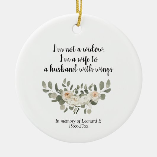 白パーソナライズされたフローラ記念引用文セラミックO セラミックオーナメント (正面)