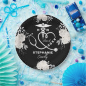 白パーソナライズされたフローラRN看護学校卒業 ペーパープレート (パーティー)