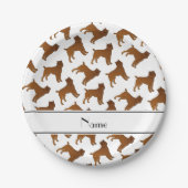 白パーソナライズされたブリュッセルグリフォン犬の名前 ペーパープレート (正面)