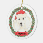 白パーソナライズされたプードル セラミックオーナメント (左)