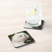 白パーソナライズされたマルチーズ子犬 コースター (右側)