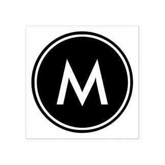 白パーソナライズされたミニマルモノグラム黒丸 ラバースタンプ