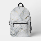 白パーソナライズされたミニマル紋付 プリントバックパック (正面)