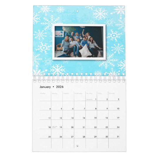 白パーソナライズされたモダン表紙の写真 カレンダー (1月 2026)