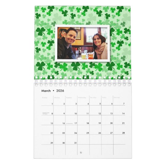 白パーソナライズされたモダン表紙の写真 カレンダー (3月 2026)