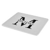 白パーソナライズされたモノグラムと名前 カッティングボード (角)