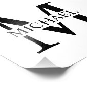 白パーソナライズされたモノグラムと名前 フォトプリント (角)