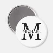 白パーソナライズされたモノグラムと名前 マグネット (正面/裏面)