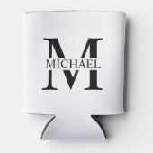 白パーソナライズされたモノグラムと名前 缶クーラー (正面)