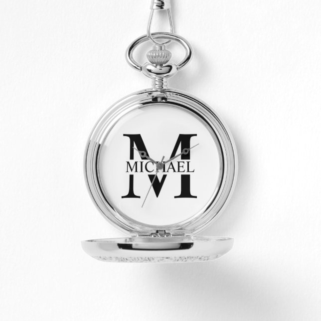 白パーソナライズされたモノグラムと名前 腕時計 (正面)