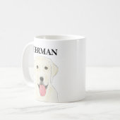 白パーソナライズされたラブラドール コーヒーマグカップ (正面左)