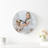 白パーソナライズされたローマ数字 ラージ壁時計 (ホーム)