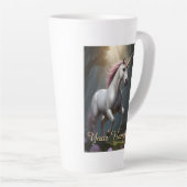 白パーソナライズされた一角林 カフェラテマグ (右アングル)