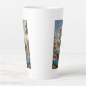 白パーソナライズされた一角花ストリーム カフェラテマグ (正面)