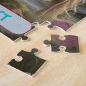 白パーソナライズされた一角花ストリーム ジグソーパズル (側面)