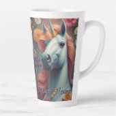 白パーソナライズされた一角花ポートレート カフェラテマグ (右)