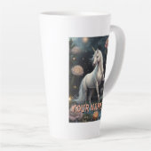 白パーソナライズされた一角花 カフェラテマグ (右アングル)