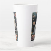 白パーソナライズされた一角花 カフェラテマグ (正面)