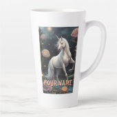 白パーソナライズされた一角花 カフェラテマグ (右)