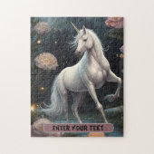 白パーソナライズされた一角花 ジグソーパズル (縦)