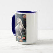 白パーソナライズされた一角花 マグカップ (正面左)