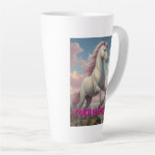 白パーソナライズされた一角雲 カフェラテマグ (右アングル)