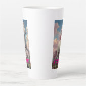 白パーソナライズされた一角雲 カフェラテマグ (正面)