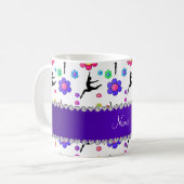 白パーソナライズされた体操の花の名前 コーヒーマグカップ (正面左)