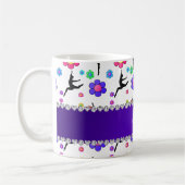 白パーソナライズされた体操の花の名前 コーヒーマグカップ (左)