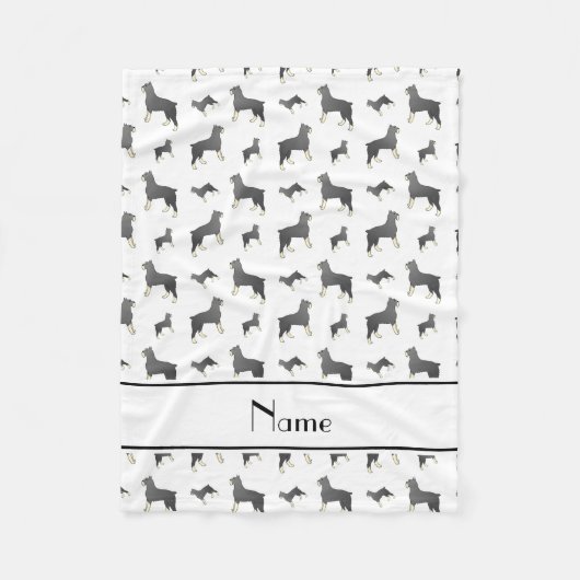 白パーソナライズされた名Standard Schnauzer dogs フリースブランケット (正面)